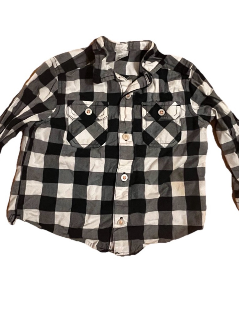 Carter’s Toddler Boys 24M Black & White Checkered Long Sleeve Button-Up Shirt